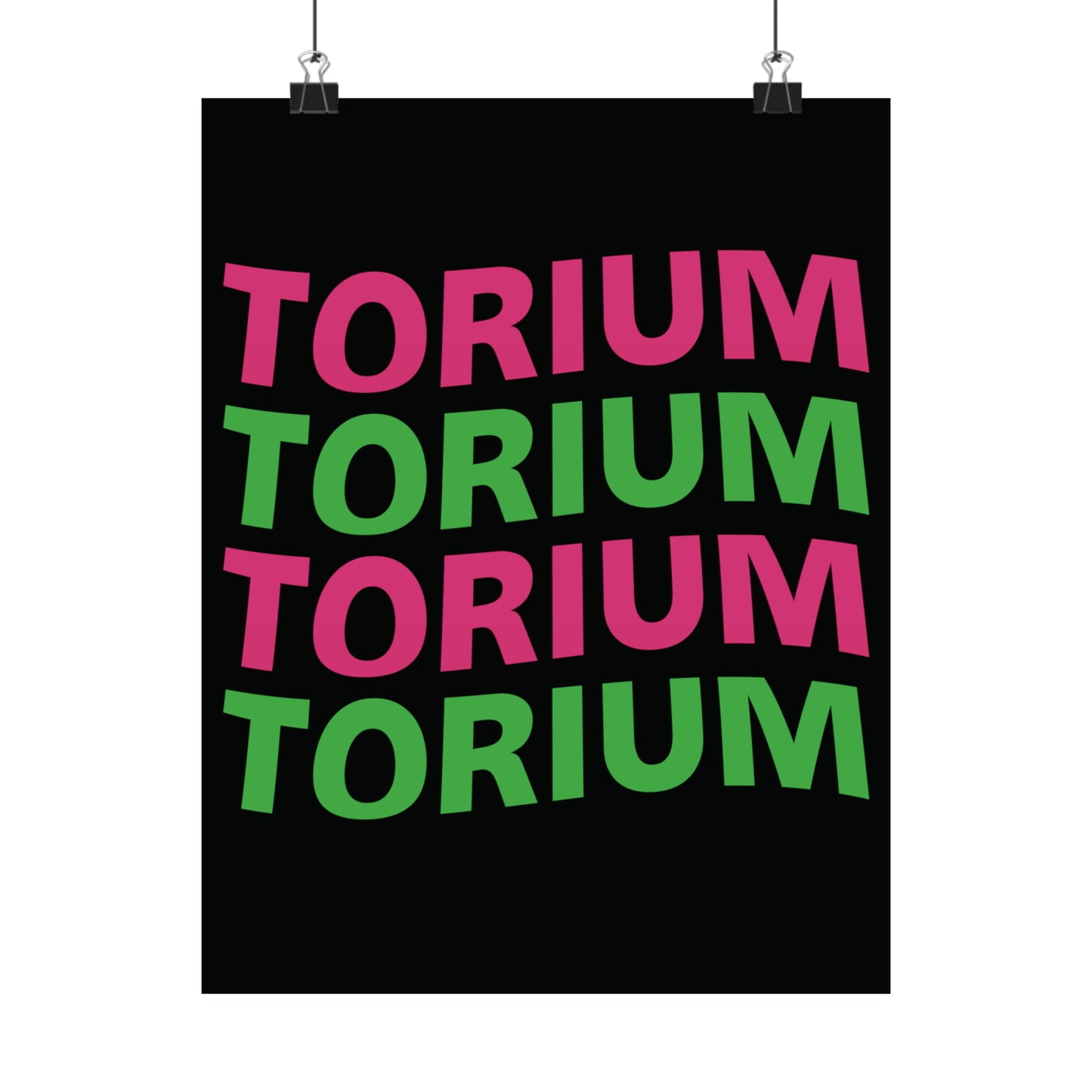 Torium Pink & Green Wave Black Matte Vertical Posters