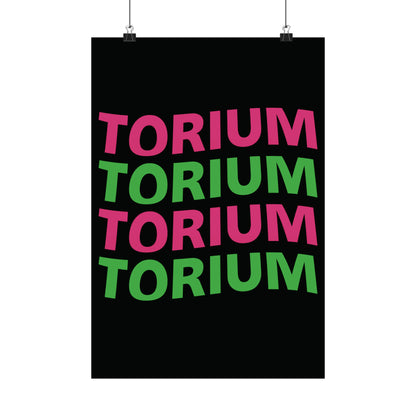 Torium Pink & Green Wave Black Matte Vertical Posters