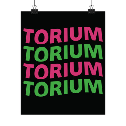 Torium Pink & Green Wave Black Matte Vertical Posters