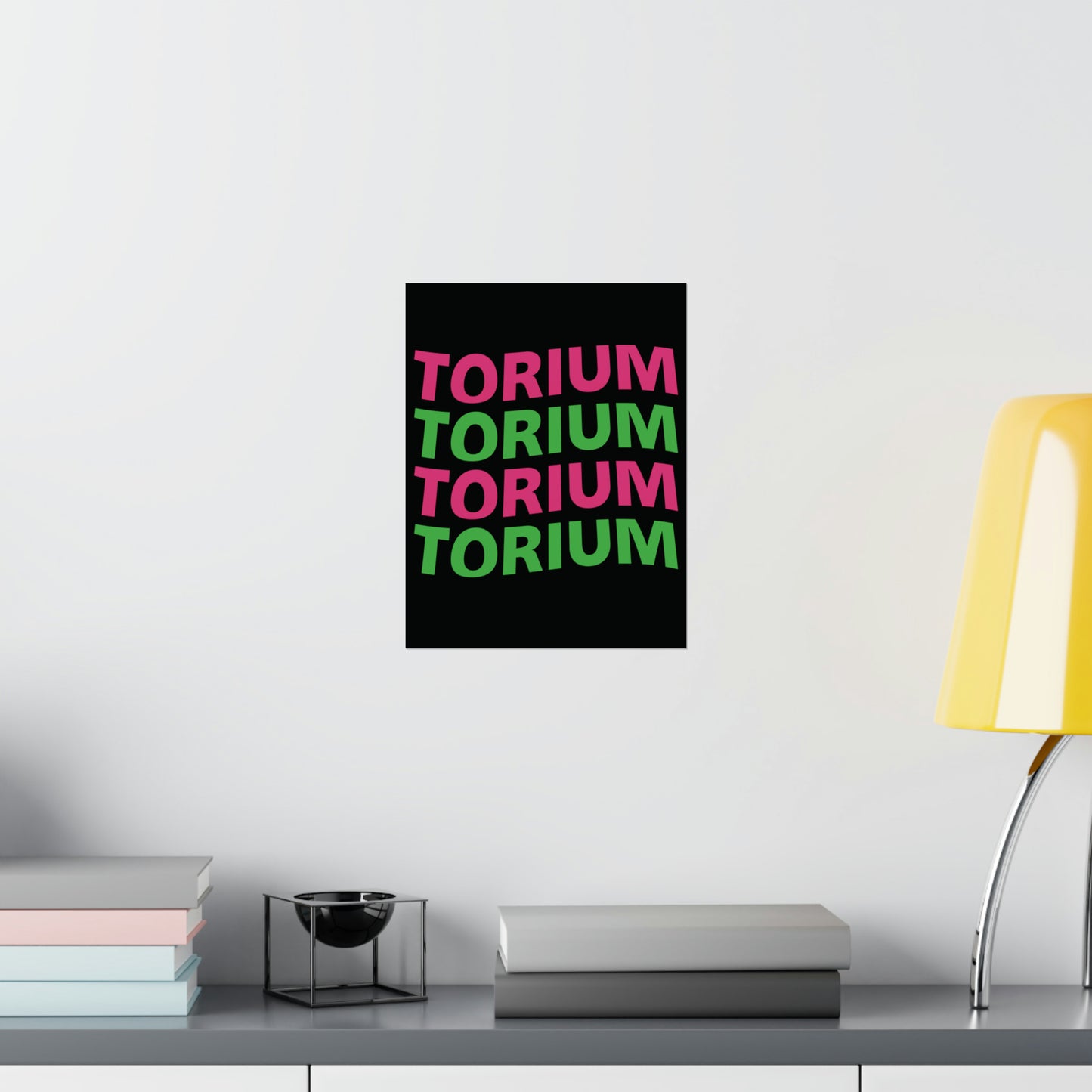 Torium Pink & Green Wave Black Matte Vertical Posters