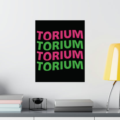 Torium Pink & Green Wave Black Matte Vertical Posters