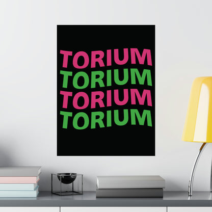 Torium Pink & Green Wave Black Matte Vertical Posters