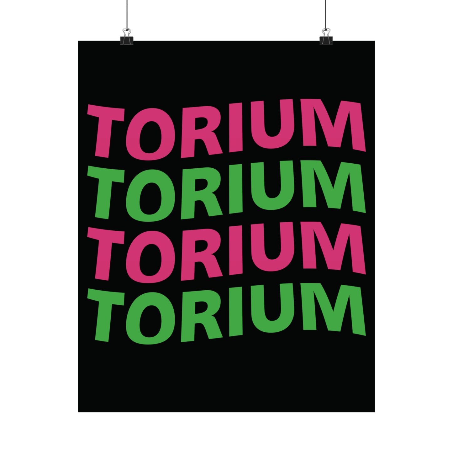 Torium Pink & Green Wave Black Matte Vertical Posters