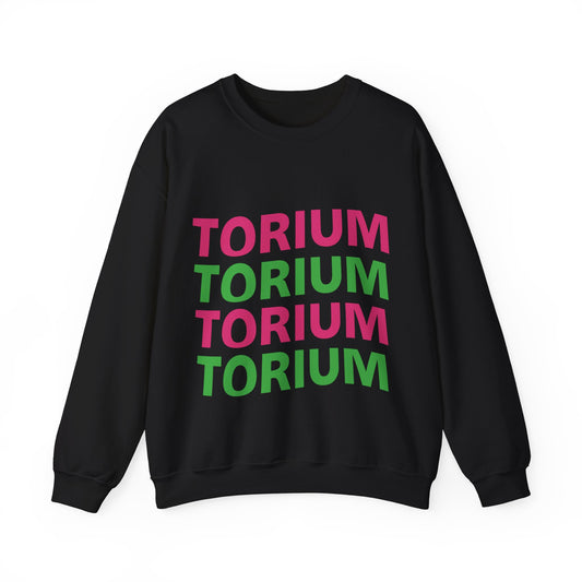 Sudadera unisex con cuello redondo Torium rosa y verde ondulado 