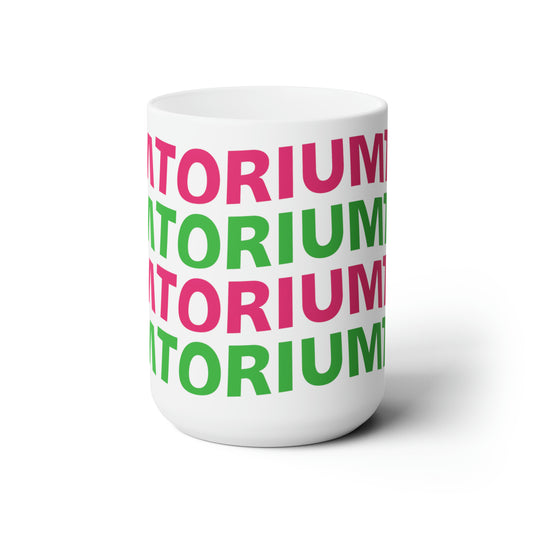 Taza de cerámica Torium Wave rosa y verde de 15 oz