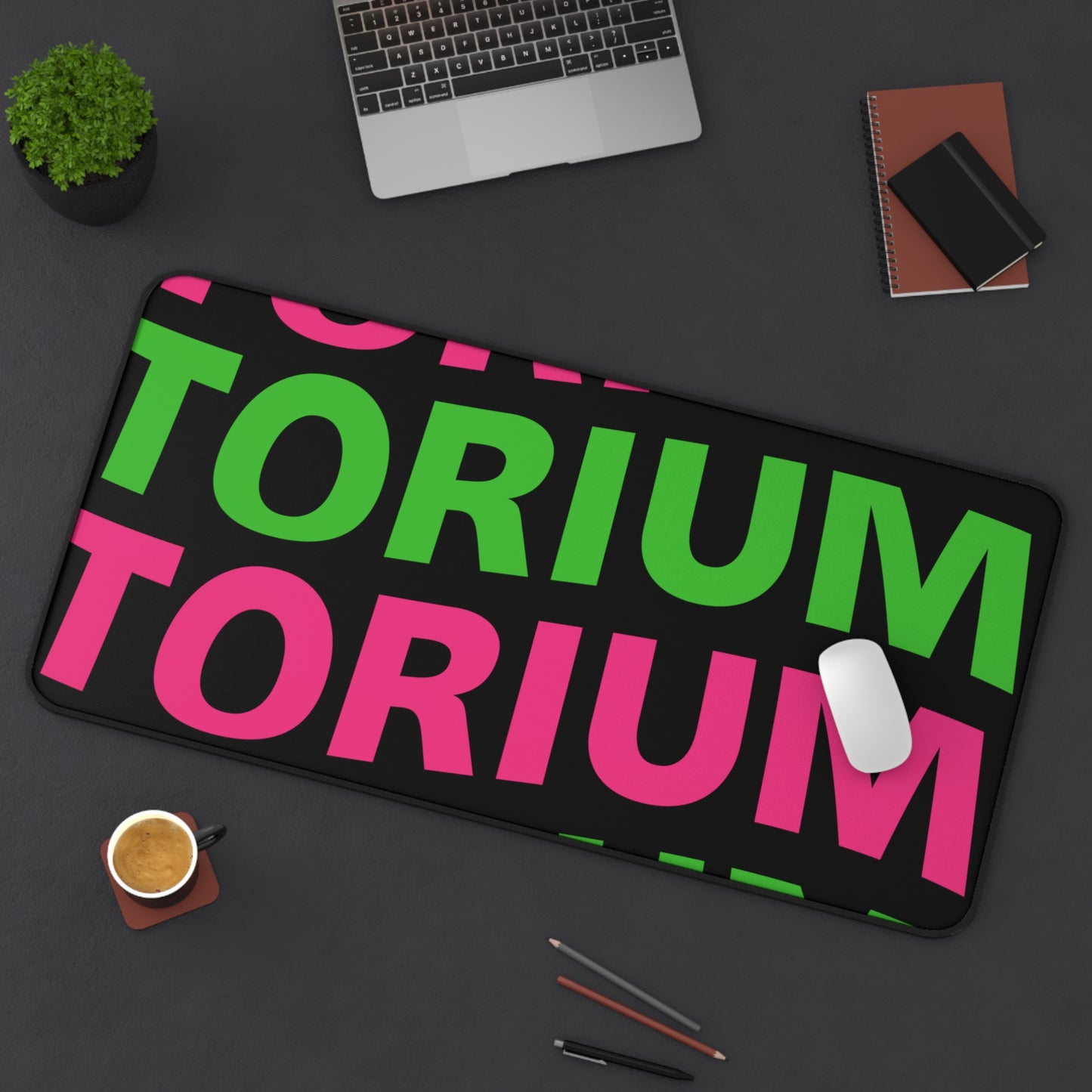 Torium Pink & Green Wave Desk Mat