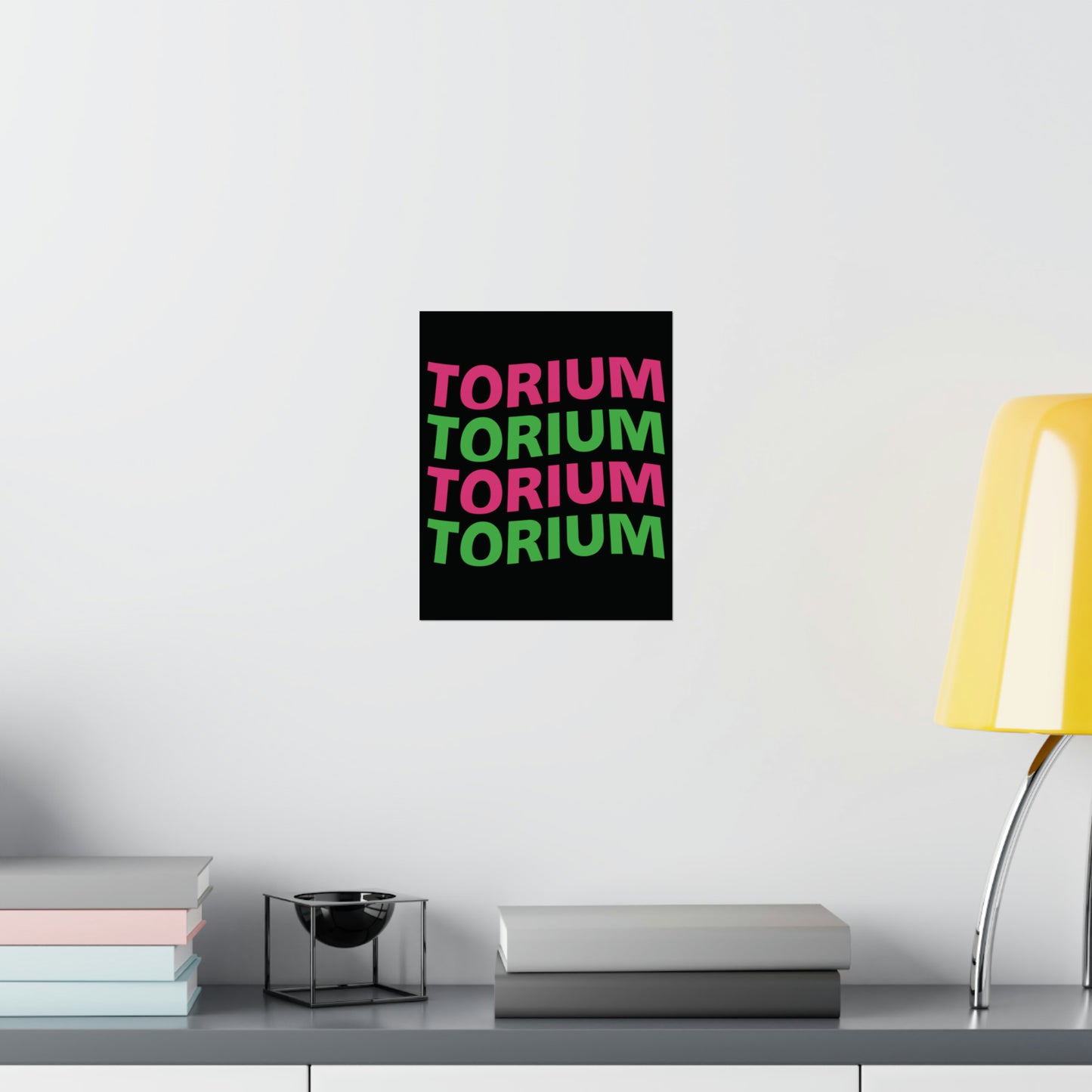 Torium Pink & Green Wave Black Matte Vertical Posters